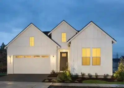 White board and batten home in the evening