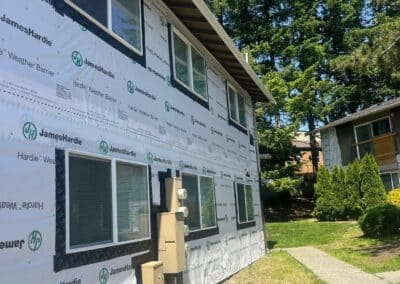 Weather barrier detailed into window openings at Phoenix Court Apartments.