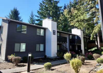 Completed HardiePlank lap siding and trim at Redmond Park.