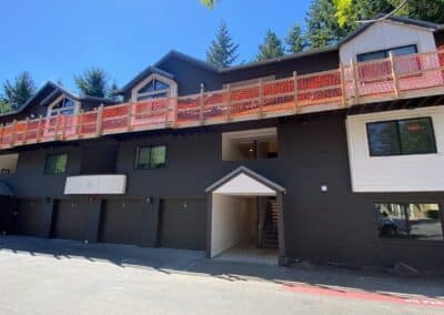 New cladding and balcony railings nearing completion at Redmond Park.