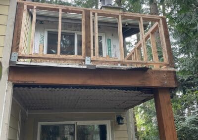New deck railing framing under construction at Westboro Condos, Federal Way WA.